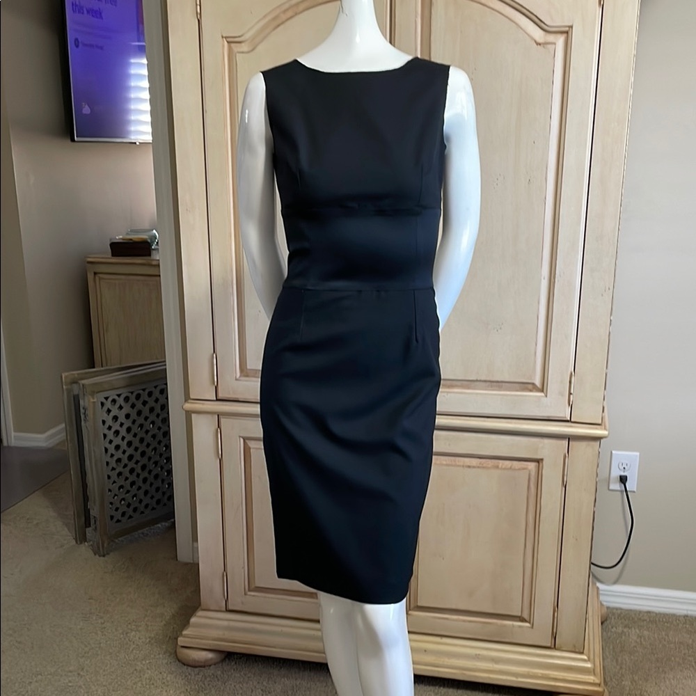 D&G Dolce&Gabbana Pencil Dress Satin Inset Empire Waist Boat Neck Sleeveless 6